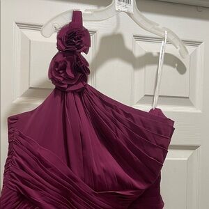 David's Bridal One Shoulder Dress in Plum